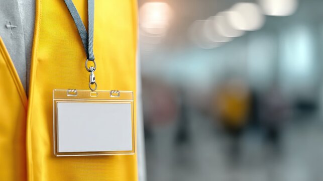 Badge on yellow vest transparent background