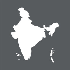 Obraz premium White filled map of India vector country shape on dark background