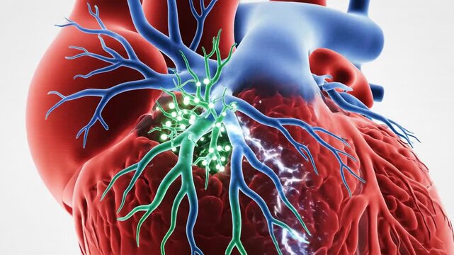 Animated 3D Heart Model Illustrating Cardiac Ganglia and Parasympathetic Nerves