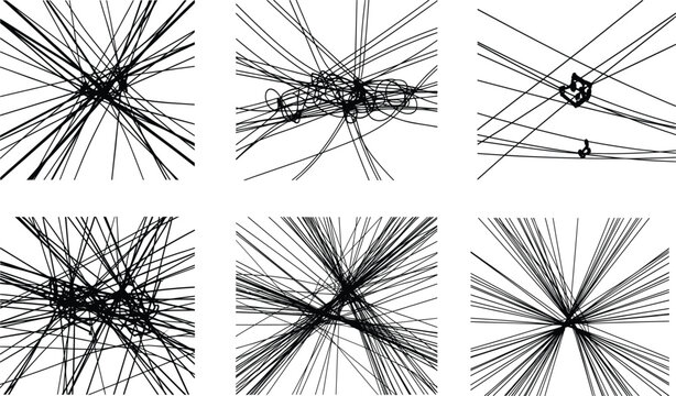 Abstract chaotic intersecting power lines silhouette pattern creating dense graphic wire structure with complex electrical cable arrangement for industrial background design