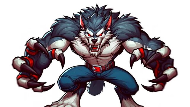 Cartoon Werewolf Illustration Ready to Attack