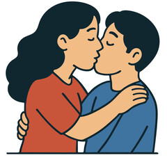 Couple kissing, romantic embrace, love, affection, happiness, relationship, togetherness