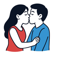 Fototapeta premium Couple kissing, romantic embrace, love, affection, happiness, relationship, togetherness