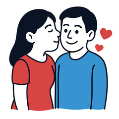 Couple love romance happy relationship cartoon illustration together heart smile