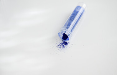 Close up of Blue Copper Peptides GHK-Cu in Powder Form