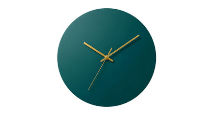 Modern Teal Wall Clock with Gold Hands and Roman Numerals Design