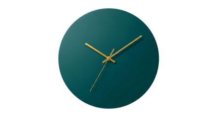 Modern Teal Wall Clock with Gold Hands and Roman Numerals Design