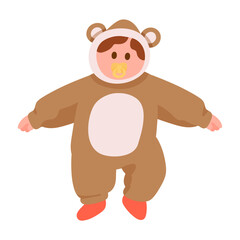 Toddler with Pacifier in Adorable Teddy Outfit