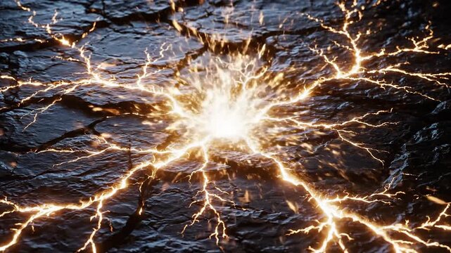 Electrical Discharge on Cracked Surface - A Visual Spectacle of Energy.