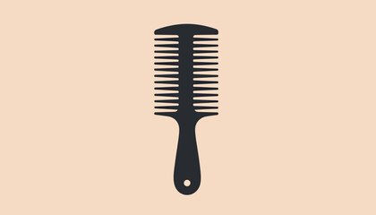 Vector illustration of a black plastic comb and hairbrush set, isolated white background for fashion and barber care accessory