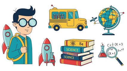 Modern Vector Illustration: Young Scientist and STEM Education