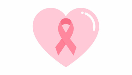 Pink ribbon heart shape vector illustration for love and romance on Valentine's Day