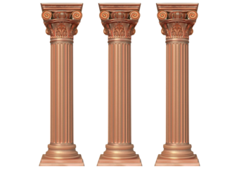 Ancient greek vintage columns isolated on transparent or white background