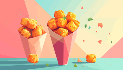 Colorful hot air balloon with fresh fruit and spring flowers in a sweet Easter basket vector decoration