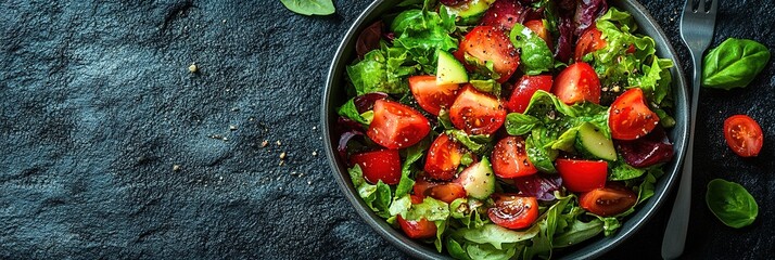Fresh salad and cutlery