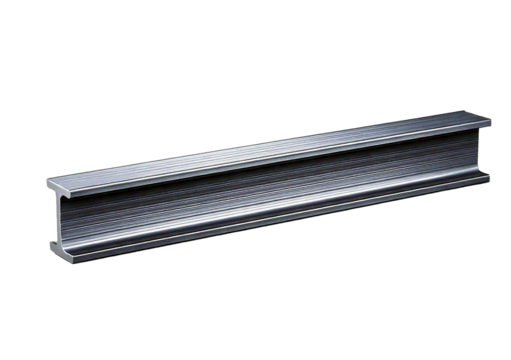 Metal steel rolled rail block construction girder material. Metal steel hard bar icon tube , isolated on transparent or white background