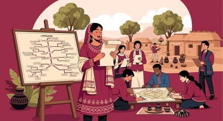 Linguistic exploration with team learning new languages and cultural exchange in the village