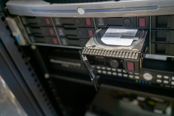 Hard Drive Installed in Server Rack System
