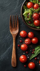 Fresh salad and cutlery