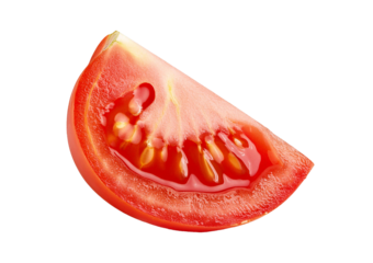 red tomato slice tip isolated on transparent or white background
