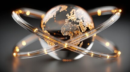 Globe enclosed by a wire structure symbolizing global emotional connections and networks in a conceptual design