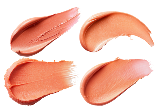Collection Trendy peach fuzz lipstick isolated on transparent or white background