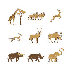 Obraz premium Set of nine line art icons of small rodents and mammals, featuring squirrel, mouse, rabbit, and hedgehog vector illustrations.