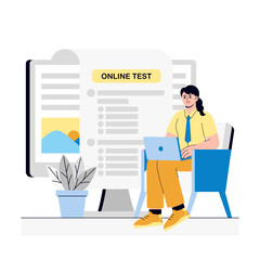 Girl giving Online Test Illustration