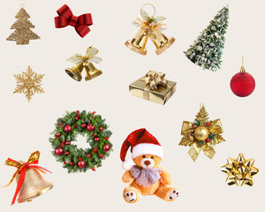 Christmas elements set. Hand drawn illustration for design
