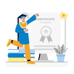 Online Graduation Certificate Illustration