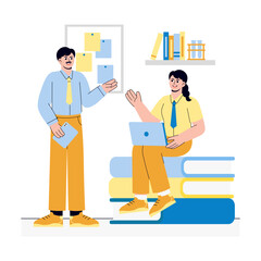 Student and teacher doing discussion