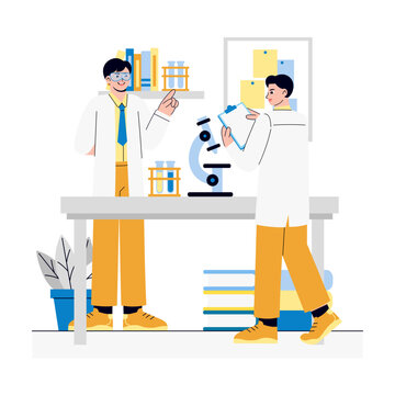 Male student doing Practical in laboratorium