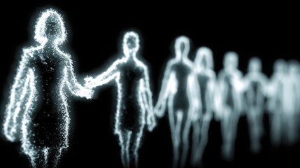 Diverse group of people holding hands symbolizing unity and trust in fintech user trust evolution for financial analysis