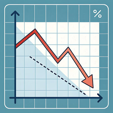 Red arrow graph showing a sharp decline in financial performance