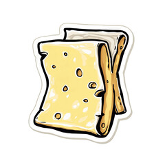Cartoon illustration of a piece of cheese with holes