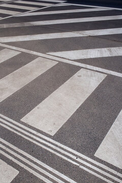 Traffic stripes on the ground on a road