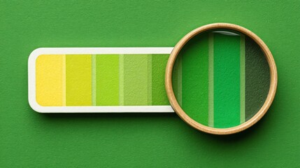 A unique wooden button featuring a green and yellow stripe representing green finance performance tracker concepts
