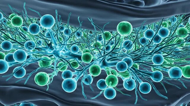 Microscopic view of olfactory bulb granule cells and GABAergic interneurons.