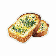 Two slices of toasted bread with melted butter and chopped chives