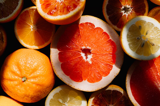 Colorful Citrus Fruit Arrangement Displayed
