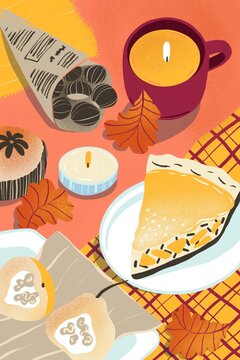 Autumn Food Flat Lay Illustration
