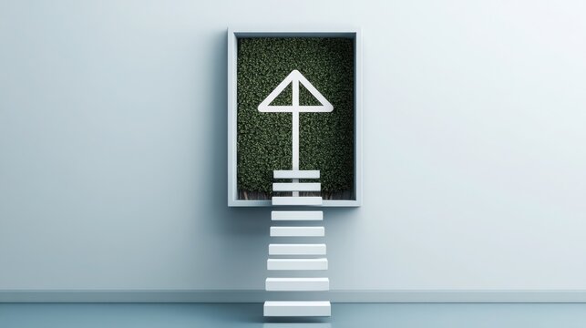 A white arrow inside a box illustrating a hedging strategy concept for offsetting potential investment losses