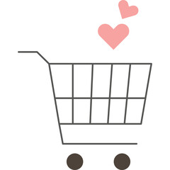 Shopping Cart Icon With Pink Hearts Floating Above Representing Love And Commerce