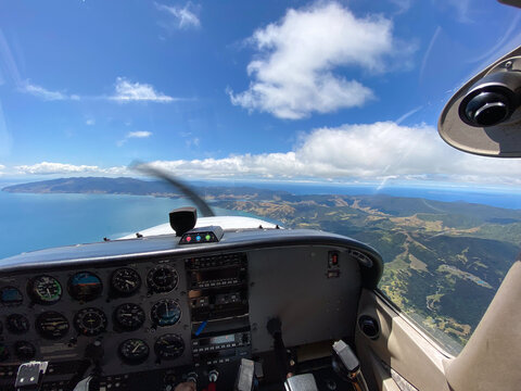 Coastal Flight View from Cockpit On New Zealands North Island 