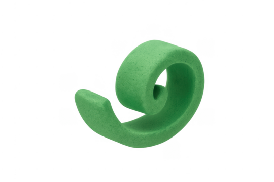 Green spiral abstract 3d shape transparent background