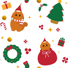 Orange Cat Christmas Pattern