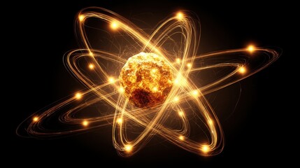 Intriguing atomic atom representation illustrating the fundamental building block of matter with scientific precision and artistry