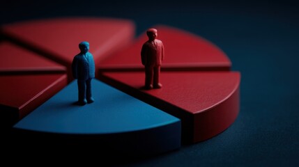 Individual standing on a colorful pie chart representing usa china trade partner risk spectrum and analysis