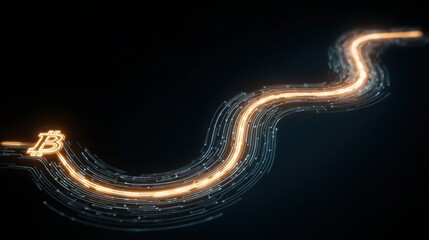 Obraz premium Glowing orange light representing hope and predictions in the ai crypto adoption roadmap concept