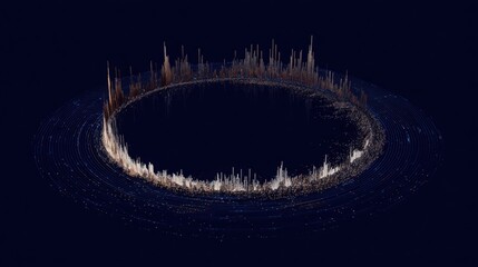 Circle of buildings against a clear sky illustrating urban development and economic equity trading roadmap concepts